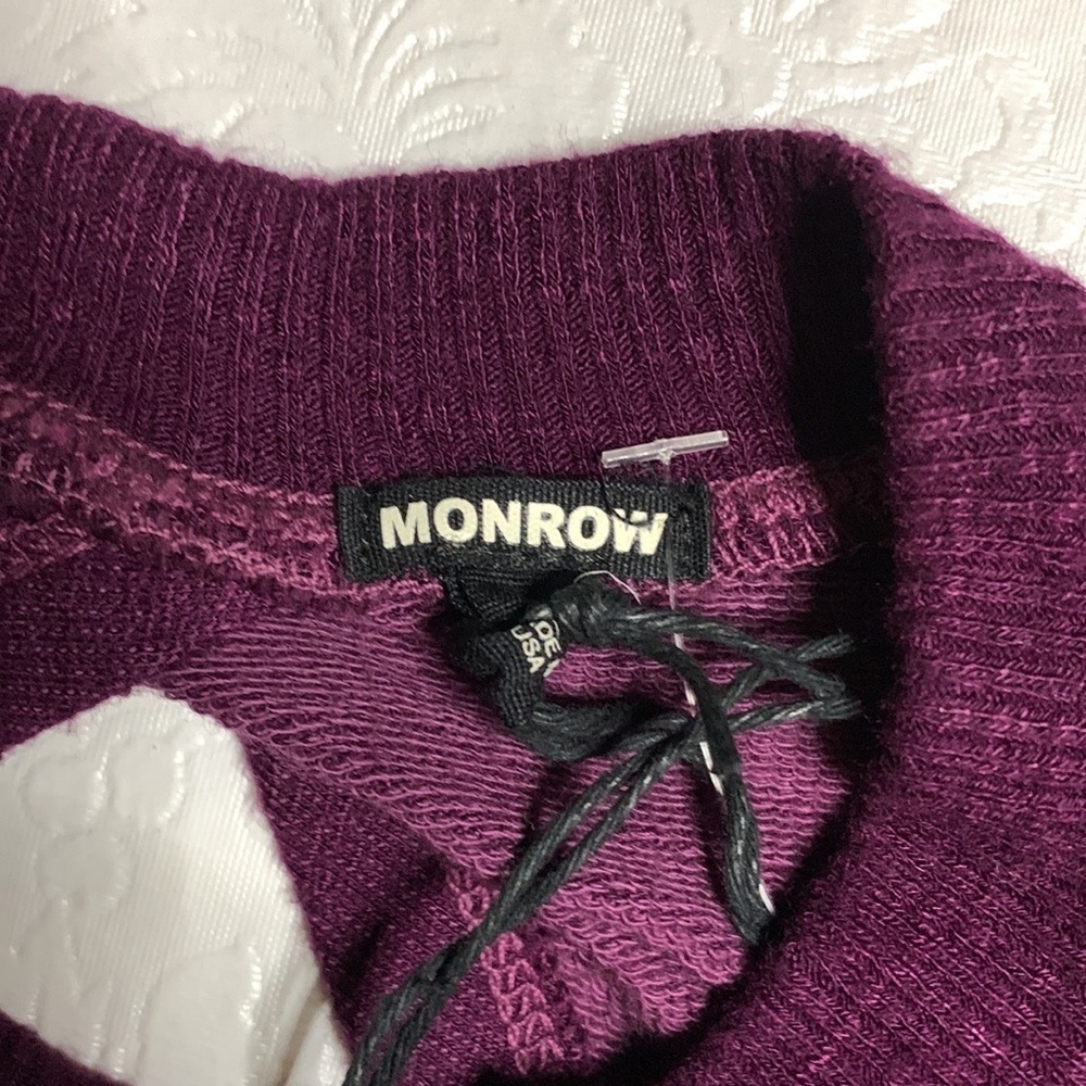 Monrow Supersoft Active Cut Out Back Sweatshirt in Merlot - Picture 4 of 7